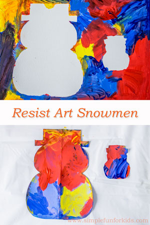 Winter Art for Kids: Make quick and simple resist art snowmen!