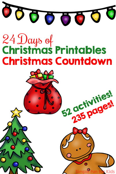 Follow this fun, simple, and frugal 24 Days of Christmas Printables Christmas Countdown with your older toddler, preschooler or kindergartener! Something no-prep or low-prep to spend quality time every day of December all the way up until Christmas, easy peasy!