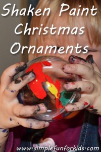 Simple but very pretty kid-made shaken paint Christmas ornaments!