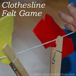 Simple homemade fine motor game for kids: Clothesline Felt Game