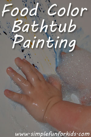 We did some food color bathtub painting - lots of room for pretty paintings, and a super-easy clean-up!