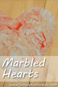 Make simple but stunning Marbled Hearts with your toddler using shaving cream!
