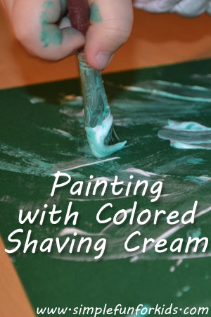 Art for toddlers and a sensory experience at the same time: We painted with colored shaving cream!