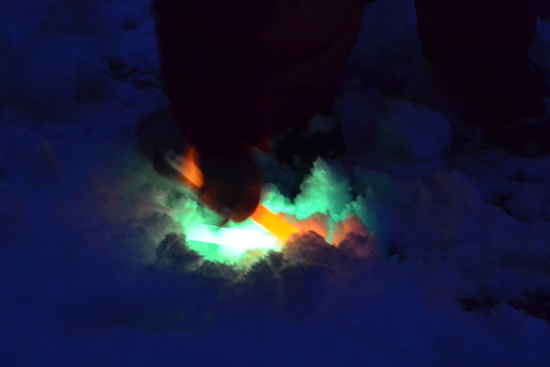 Combine snow, glow sticks and a toddler, have a blast, and get awesome visuals!