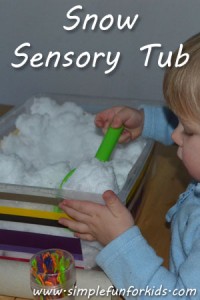 Why not bring some snow inside and make a snow sensory tub for fun sensory play without having to wear warm clothes?