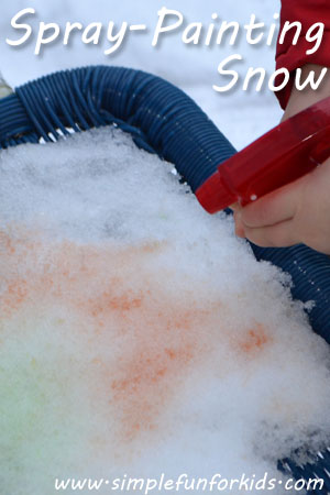 Got snow? Bundle up, get some fresh air, and have fun spray-painting snow!