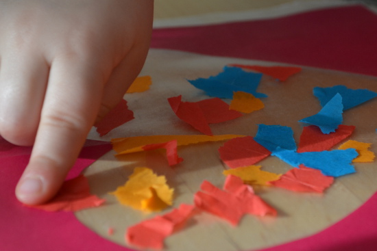 Your toddler can make his own version of a stained glass heart for Valentine's Day (or just for fun)!
