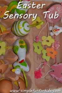 Set up a quick and simple sensory tub to welcome spring and Easter!