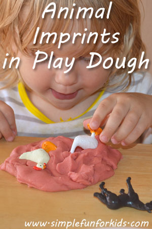 Make imprints with plastic animals in play dough - a fun alternative to cookie cutters, especially for toddlers.
