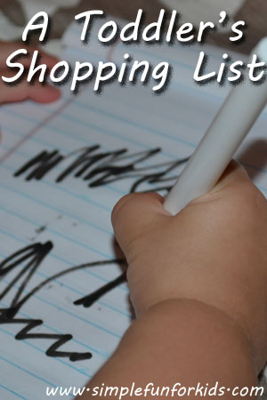 Toddler-created activity: A Toddler's Shopping List