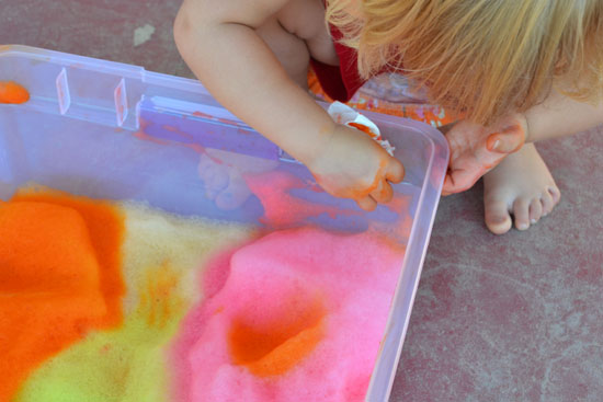 Simple Fun for Kids: Colorful Soap Foam Sensory Bin