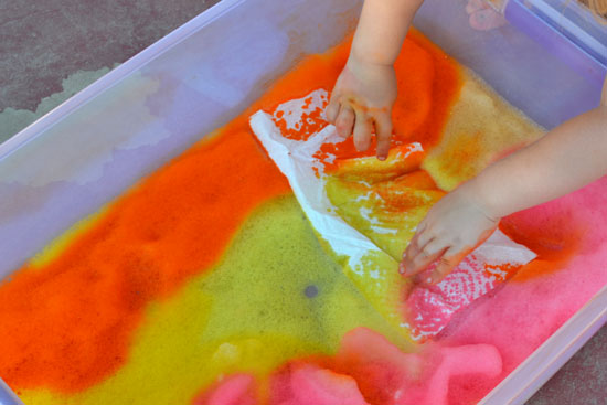 Simple Fun for Kids: Colorful Soap Foam Sensory Bin