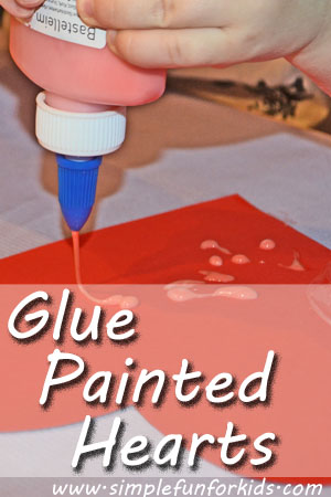 Make glue painted hearts with your toddler, either to keep and display, or to give to loved ones!