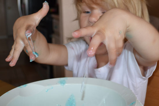 My glitter slime didn't turn out as expected but my toddler turned the glitter slime fail into a sensory win!