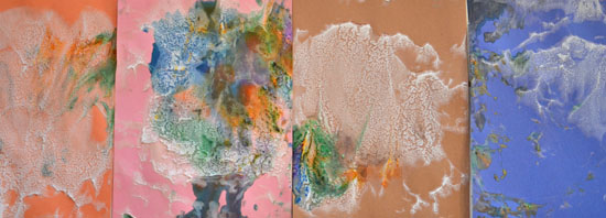 Extending a craft E loves with free exploration of shaving cream and liquid watercolors.