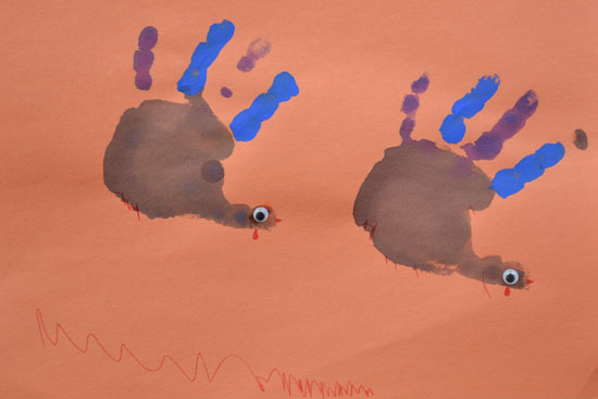 Make Handprint Turkeys with your kids - a simple, classic Thanksgiving craft!