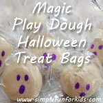 Instead of sweets, I made Halloween treat bags with homemade magic play dough for my daughter’s friends!