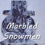 Have you tried using the shaving cream marbling technique with white paint? We made adorable Marbled Snowmen!