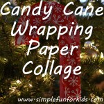 For Christmas, make a quick, simple, low mess wrapping paper collage shaped like a candy cane!