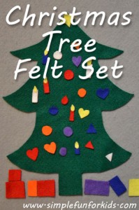 Make a simple Christmas tree felt set for your toddler or preschooler that they can decorate and redecorate over and over again!