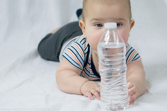 More sensory fun for babies: Simple Baby Play with a Water Bottle!