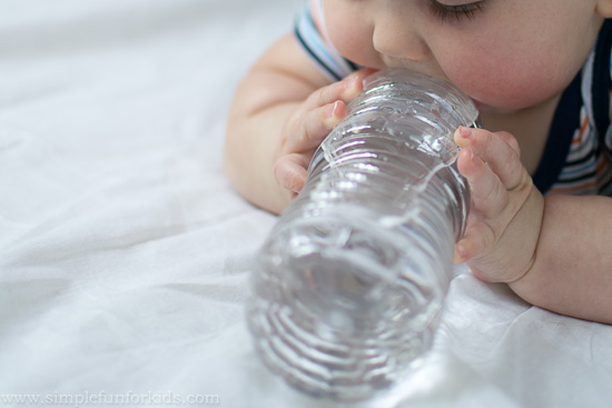 More sensory fun for babies: Simple Baby Play with a Water Bottle!