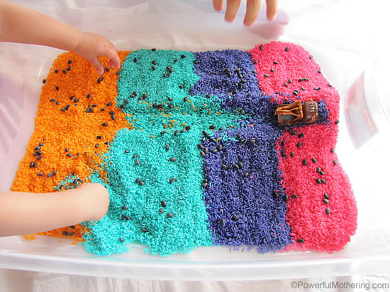 Sensory Activities for Kids: Get inspired by 10 simple sensory bins with rice!
