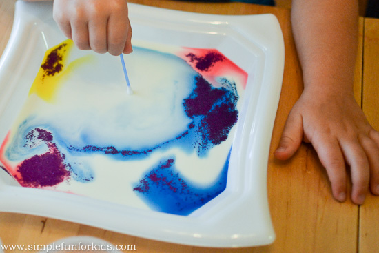 Art and Science for Kids: The basic magic milk experiment turned process art!