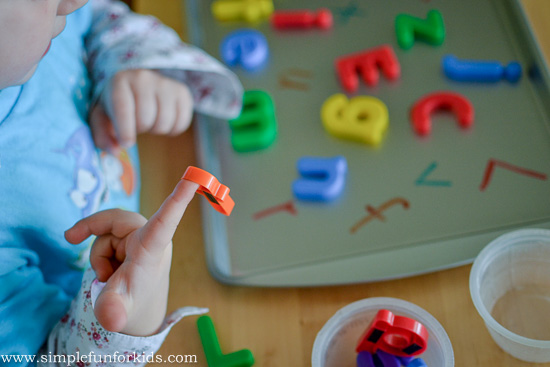 Alphabet Activities for Kids: Make a DIY magnetic letter matching board!