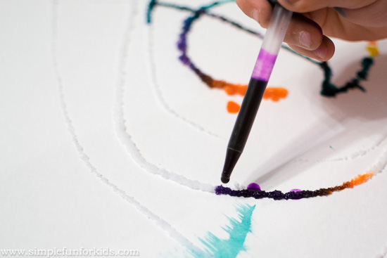 Art and Science for Kids: Watercolor Painting on Salt and Glue - so pretty!