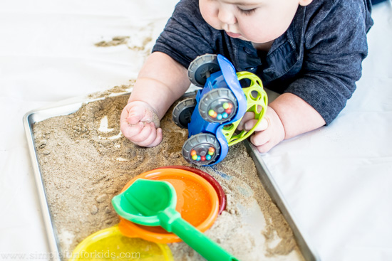 First sensory baby play with sand!
