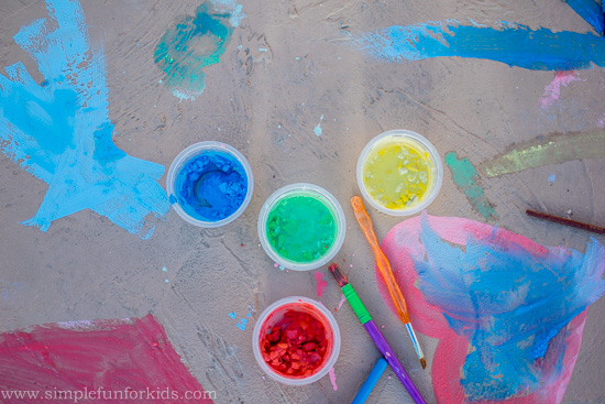 Art for Kids: Homemade vibrant chalk paint that can be applied smoothly with a paintbrush! Requires only two ingredients!