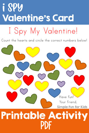 Printable I Spy Valentine's Card - not just a card, but also a game to play at home! Perfect as a last minute Valentine!