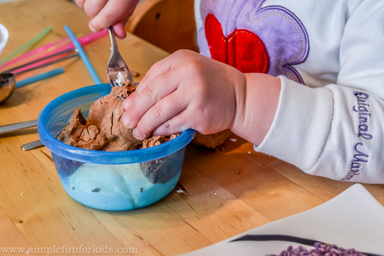 Sensory Activities for Kids: Ice cream dough sensory play with homemade no-cook play dough from two ingredients!