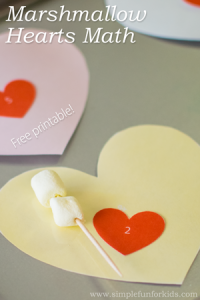 Simple marshmallow hearts math for preschoolers - includes a free printable!