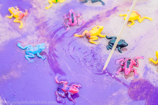Art for Kids: Painting a puddle with powder tempera and glitter!