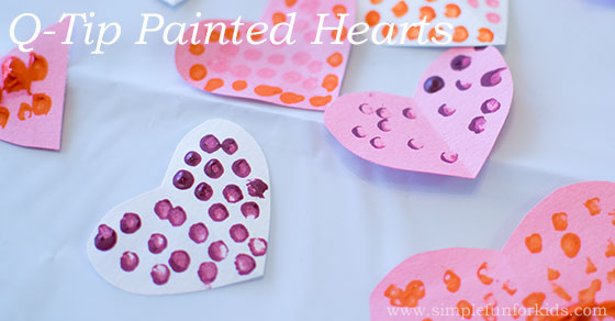 Q-Tip Painted Hearts - Simple Fun for Kids