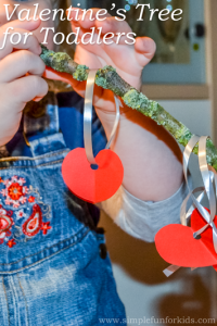Super simple Valentine's Tree for toddlers - great fine motor practice, and it looks so pretty!