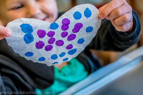 Coffee Filter Hearts: A classic toddler and preschool craft that looks great hanging in a window!