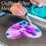 Coffee Filter Hearts: A classic toddler and preschool craft that looks great hanging in a window!