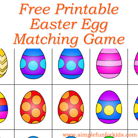 Free printable Easter egg memory game for preschoolers and kindergarteners - play matching or memory games at any skill level!