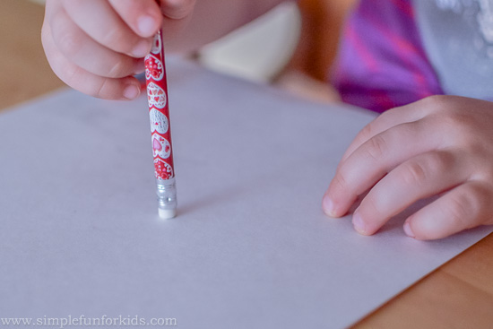 Super simple activity exploring pencils and erasers.