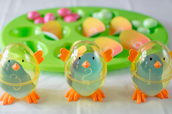 Easter Math for Kids: Preschool Addition Game with Chicks and Eggs {and a free printable!}
