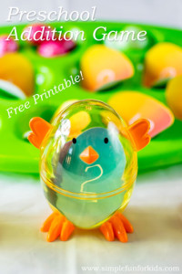 Easter Math for Kids: Preschool Addition Game with Chicks and Eggs {and a free printable!}