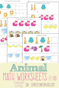 Practice addition and subtraction with these fun animal math worksheets!