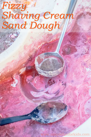 Sensory Activities for Kids: Fun with homemade fizzy shaving cream sand dough!