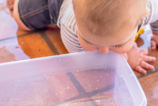 Sensory Activities for Babies: Simple Water Sensory Bin!