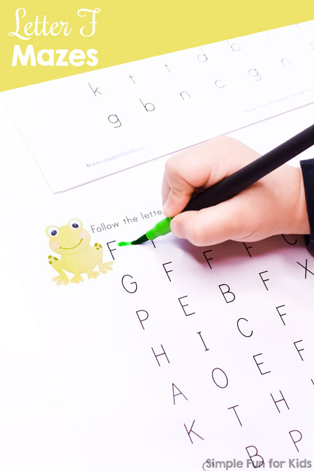 Free Printables for Kids: Learning Letters with Letter F Mazes for preschoolers and kindergarteners!