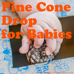 Baby Activities: Fun with a simple homemade pine cone drop activity!