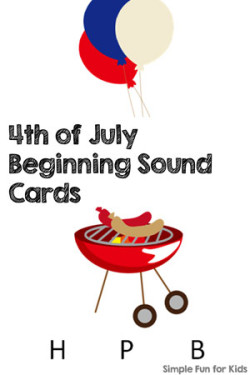 Literacy Printables for Kids: Practice letter sounds with 4th of July beginning sound cards!